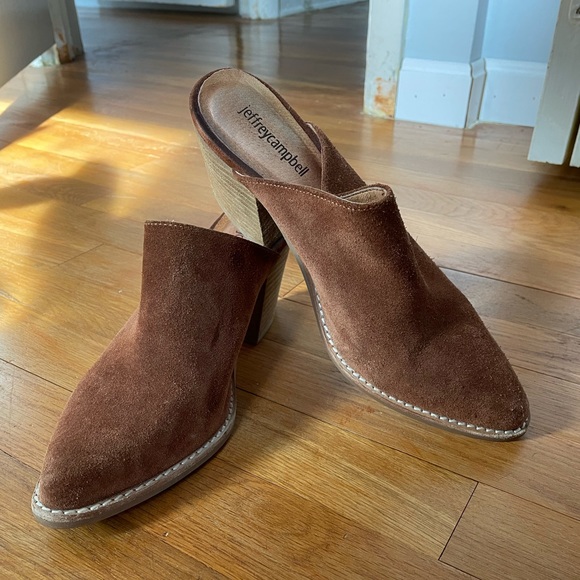 JEFFREY CAMPBELL brown suede Favela 2 mules - Picture 3 of 8